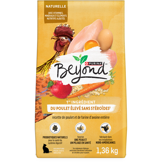 Purina Beyond Simply Recette de Poulet Élevé dans une Ferme et de Farine d'Avoine Entière, Nourriture Sèche pour Chats 1,36 kg 1.36 kg, 1,21 $/100g