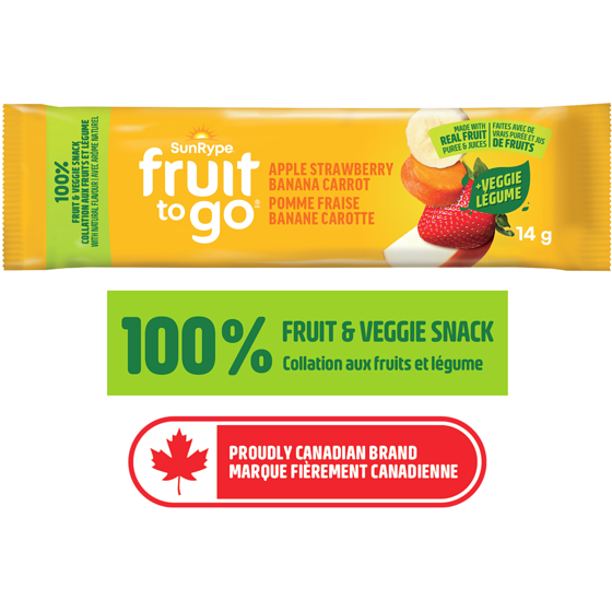 SunRype Fruit To Go Apple Strawberry Banana Carrot 100% Fruit Snack 14 g, $3.57/100g