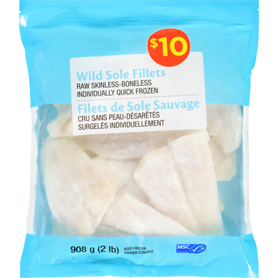 null Filets de sole sauvage 907 g, 1,10 $/100g