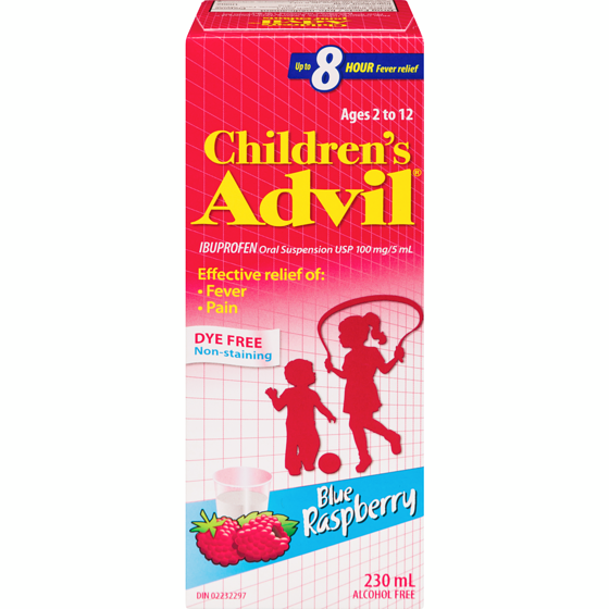 Advil Fever And Pain Relief Ibuprofen Oral Suspension, Dye Free, Blue Raspberry, 230Ml 230 ml, $8.04/100ml