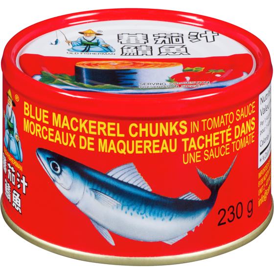 Old Fisherman Blue Mackerel Chunks In Tomato Sauce 230 g, $1.43/100g