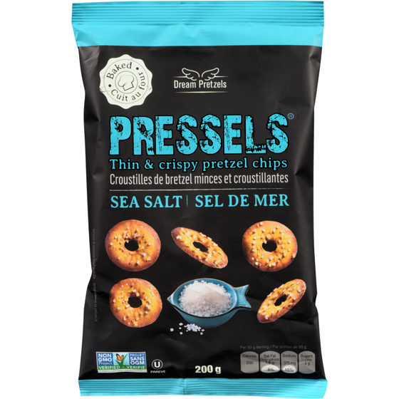 Dream Pretzels Thin & Crispy Pretzel Chips Sea Salt 200 g, $2.00/100g