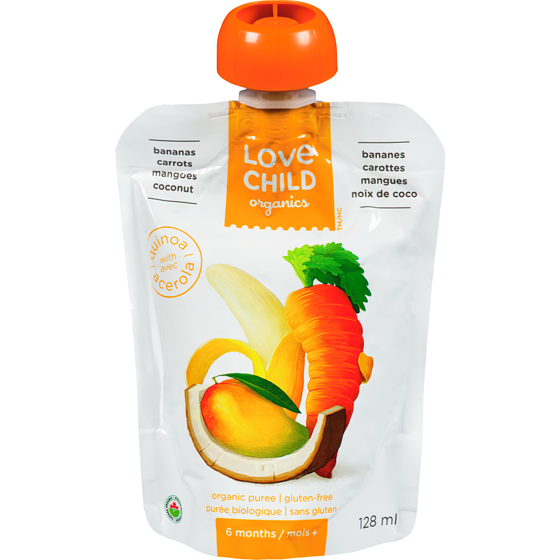 Love Child Organics Purée bananes 128 ml, 1,79 $/100ml