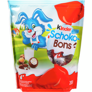 Kinder Schoko-bons , friandise aux noisettes et au chocolat au lait emballées individuellement 200 g, 3,50 $/100g