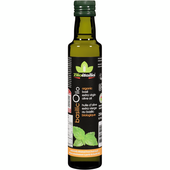 Bioitalia Basilic Olio Huile d'Olive Extra Vierge au Basilic Biologique 250 ml, 4,40 $/100ml