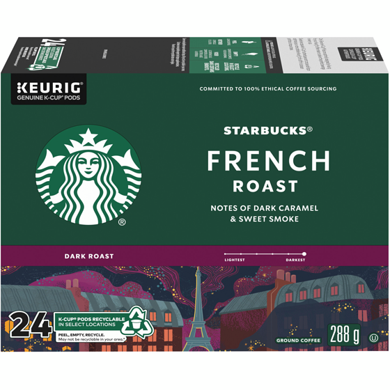 Starbucks French Roast Dark Roast Ground Coffee K-Cup Pods 24 ea, $0.96/1ea