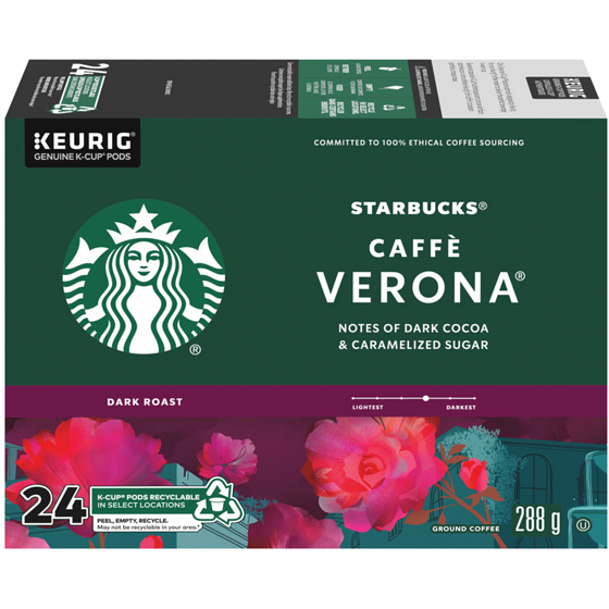 Starbucks Dosettes K-Cup de café moulu à torréfaction noire Verona 24 ea, 1,13 $/1ch