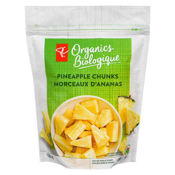 PC Organics Frozen Pineapple Chunks, Organic 600 g, $1.17/100g