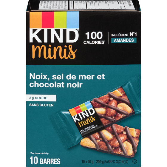 Kind Mini-barres Noix, sel de mer et chocolat noir 200 g, 5,00 $/100g
