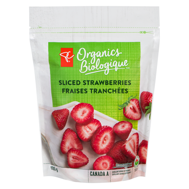 PC Biologique Fraises tranchées surgelées Biologique 600 g, 1,42 $/100g