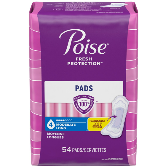 Poise Serviettes d’incontinence, longue, 54 unités 54 ea, 0,37 $/1ch