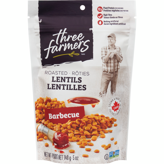 Three Farmers Crunchy Lentil Snack Barbecue 140 g, $3.42/100g