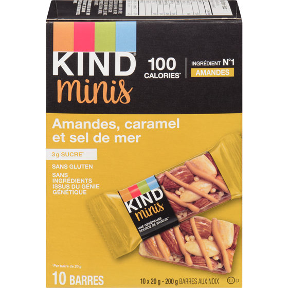 Kind Mini-barres Amandes, caramel et sel de mer 200 g, 5,00 $/100g
