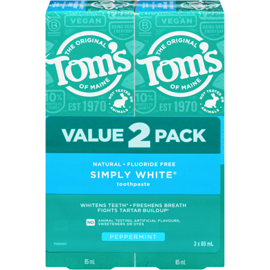 Tom's of Maine Luminous White Natural Whitening Toothpaste with Fluoride, Clean Mint 85 ml, $12.34/100ml