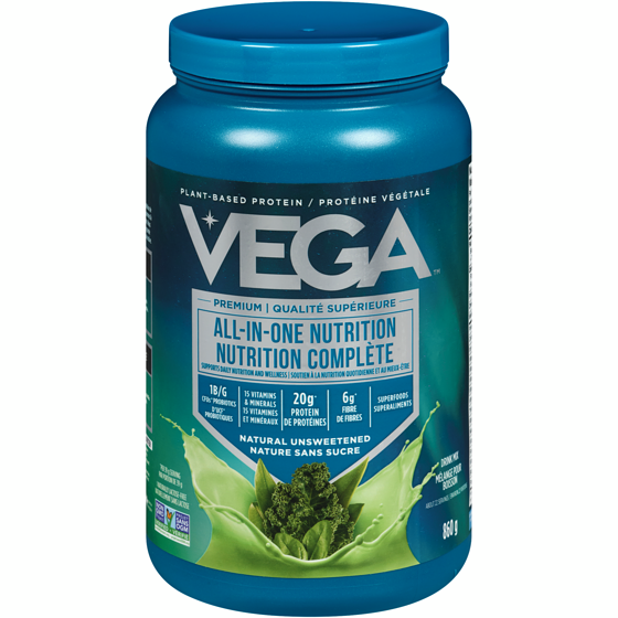 Vega All-in-One Protein Powder, Stevia Free Natural 860 g, $5.47/100g