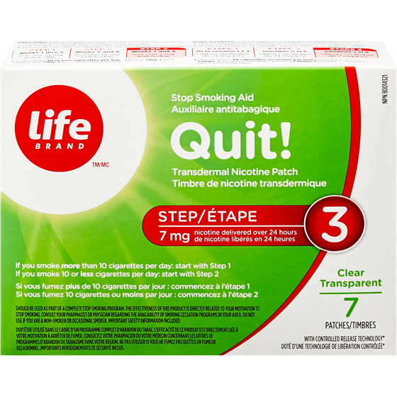 Life Brand Step 3 Transdermal Nicotine Patch Stop Smoking Aid 7 ea, $4.07/1ea