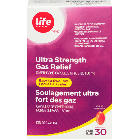 Life Brand Gas Relief Extra Strength 30 ea, $0.30/1ea