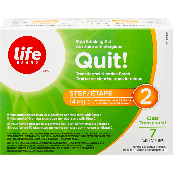Life Brand Step 2 Transdermal Nicotine Patch Stop Smoking Aid 7 ea, $4.07/1ea