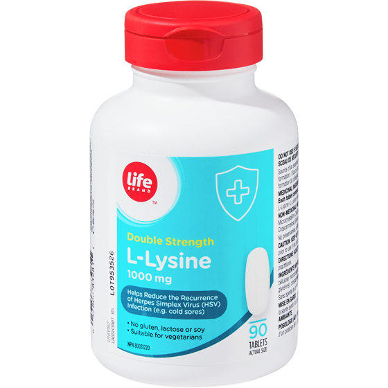 Life Brand Double Strength L-Lysine 1000 mg 90 Tablets 90 ea, $0.13/1ea