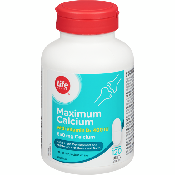 Life Brand Maximum Calcium With Vitamin D3 400 Iu 650 Mg Calcium 120 Tablets 120 ea, $0.10/1ea