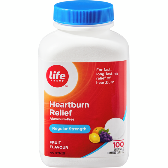 Life Brand Regular Strength Fruit Flavour Heartburn Relief 100 Tablets 100 ea, $0.19/1ea