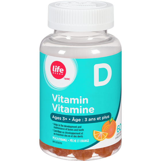Life Brand Vitamin D Gummies, Age 3+, Peach/Orange 60 ea, $0.17/1ea