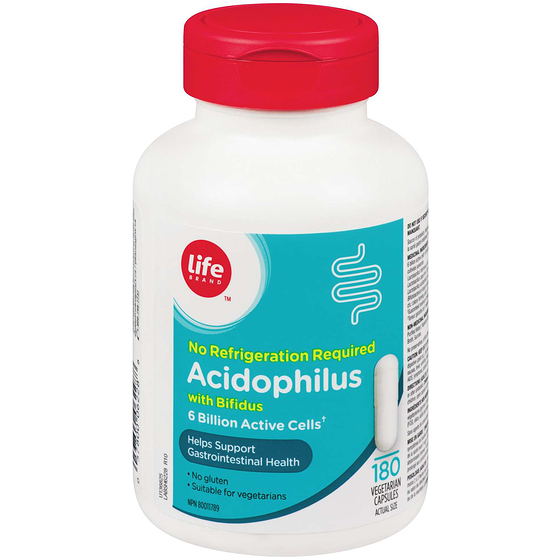 Life Brand Acidophilus with Bifidus 6 billion active cells 180 ea, $0.11/1ea