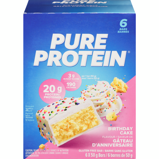 Pure Protein Barre protéinée, gâteau d’anniversaire, format économique 6x50.0 g, 4,17 $/100g
