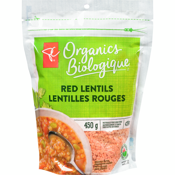 PC Biologique Lentilles Rouges 450 g, 0,89 $/100g