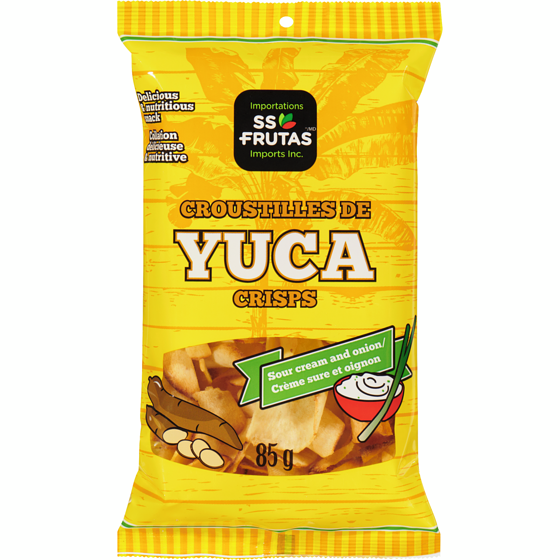 SS Frutas Sour Cream and Onion Yuca Crisps 85 g, $2.35/100g