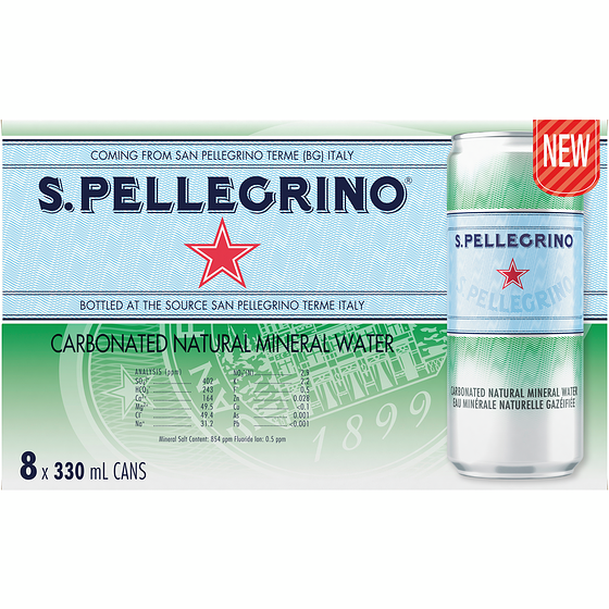 San Pellegrino Sparkling Carbonated Mineral Water 8x330.0 ml, $0.34/100ml