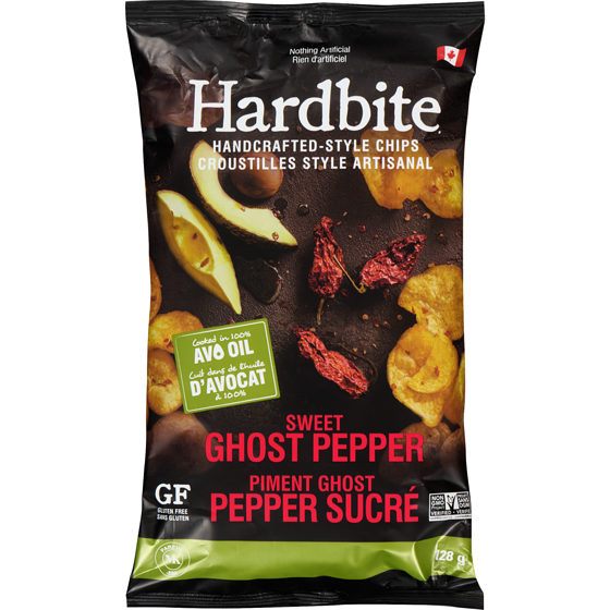 Hardbite Croustilles Style Artisanal Piment Ghost Pepper Sucré 128 g, 3,32 $/100g