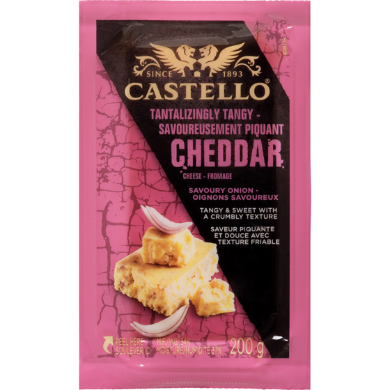 Castello Fromage cheddar Oignons savoureux 34 % M.G. 200 g, 4,95 $/100g