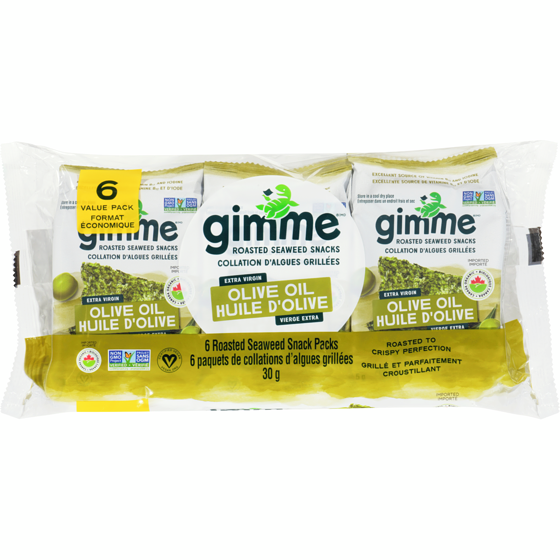 Gimme Organic Organic Roasted Seaweed Snacks, Olive Oil 6x5.0 g, $26.67/100g