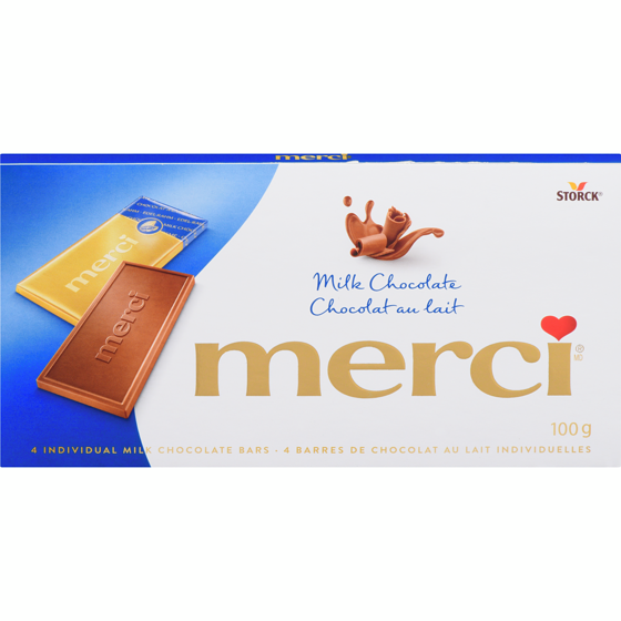 merci Chocolate bar, Milk 100 g, $4.99/100g