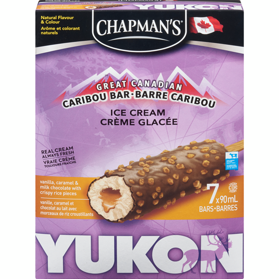 Chapmans Yukon Caribou Ice Cream Bar Vanilla, Caramel, Chocolate Crunch 7x90.0 ml, $0.87/100ml