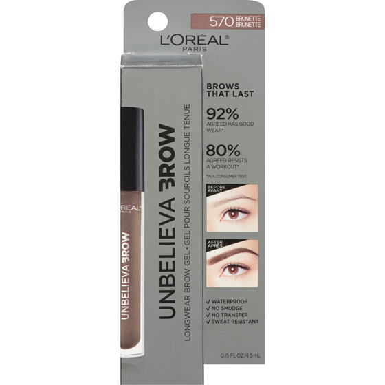 L'Oreal Paris Unbelievabrow Longwear Waterproof Brow Gel, Brunette 3.2 ml, $562.19/100ml