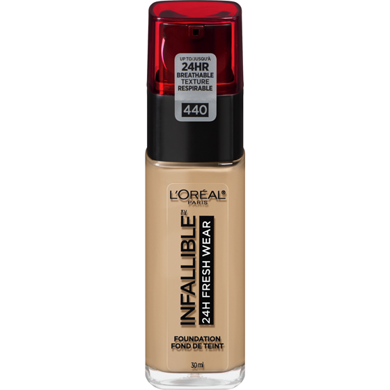 L'Oreal Paris Foundation Infallible Fresh Wear 24HR, Lightweight, Longwear, Breathable Formula, Natural Rose 30 ml, $78.40/100ml