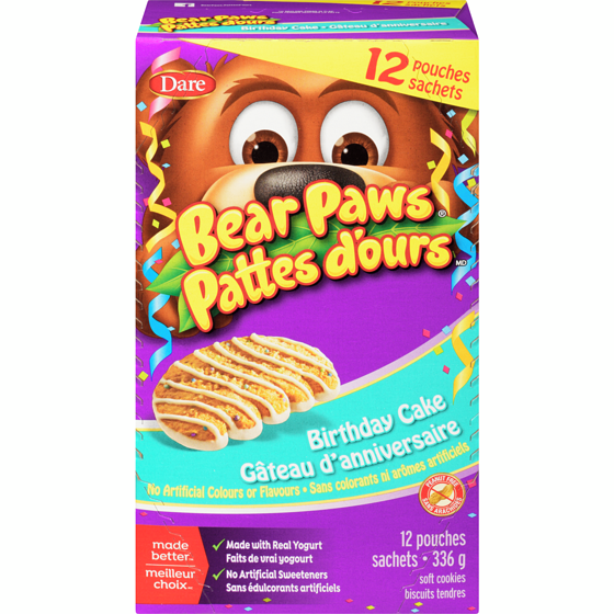 Dare Bear Paws Birthday Cake Cookies 337 g, $2.37/100g