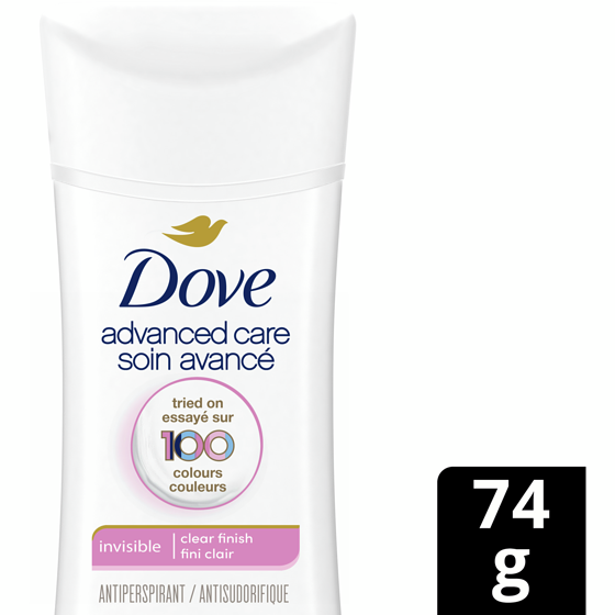 Dove Advanced Care Invisible Antiperspirant Stick Clear Finish 74 g, $12.15/100g