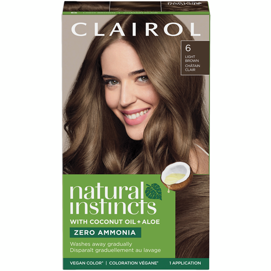 Clairol Natural Instincts 6 Light Brown, Ammonia Free Demi-Permanent Hair Color, Vegan Hair Dye 1 ea, $12.99/1ea