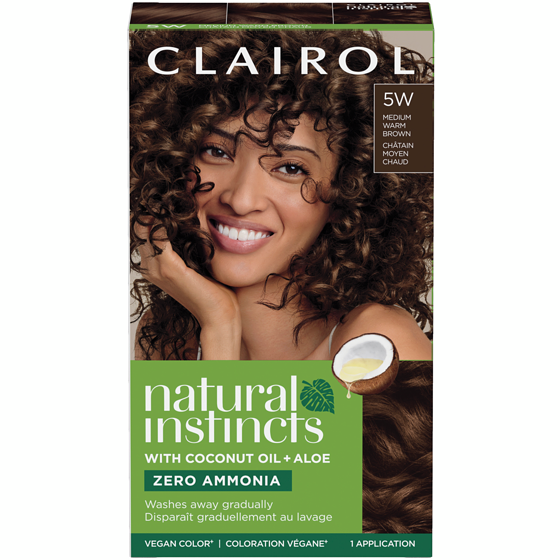 Clairol Natural Instincts 5W Medium Warm Brown, Ammonia Free Demi-Permanent Hair Color, Vegan Hair Dye 1 ea, $11.99/1ea