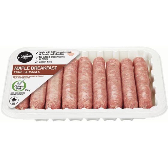 Fortinos Pork Maple Breakfast Sausage 350 g, $1.85/100g