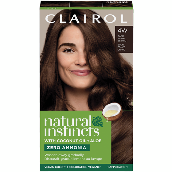 Clairol Natural Instincts 4W Dark Warm Brown, Ammonia Free Demi-Permanent Hair Color, Vegan Hair Dye 1 ea, $11.99/1ea