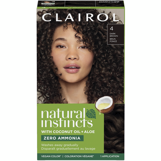 Clairol Natural Instincts 4 Dark Brown, Ammonia Free Demi-Permanent Hair Color, Vegan Hair Dye 1 ea, $14.49/1ea