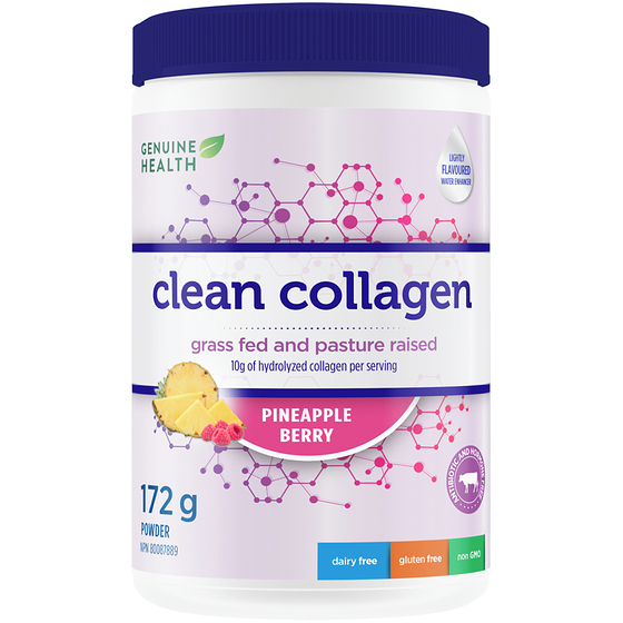Genuine Health Clean Collagen, Pineapple Berry Hydrolyzed Bovine Collagen Powder 172 g, $17.44/100g