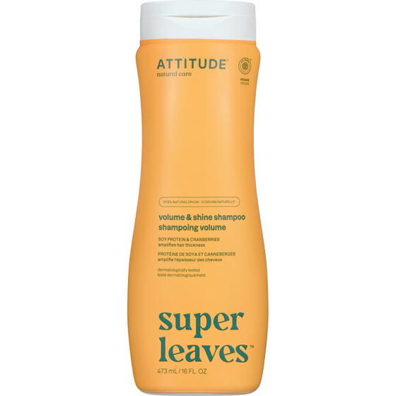 Attitude Shampooing naturel Super Leaves Volume et brillance, protéine de soya et canneberges 473 ml, 2,75 $/100ml