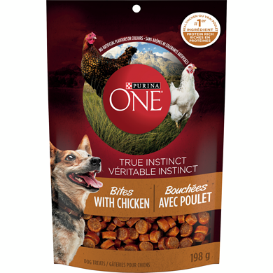 Purina ONE Véritable Instinct Bouchées Poulet, Gâteries pour Chiens 198 g 198 g, 3,03 $/100g