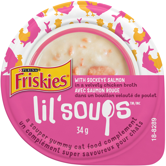 Purina Friskies Lil' Soups Cat Treats Sockeye Salmon in a Velvety Chicken Broth 34 g, $4.38/100g