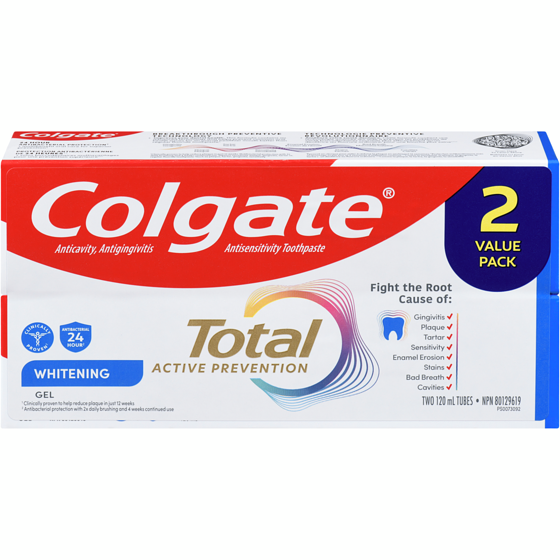Colgate Total Whitening Gel Toothpaste 2x120.0 ml, $3.54/100ml